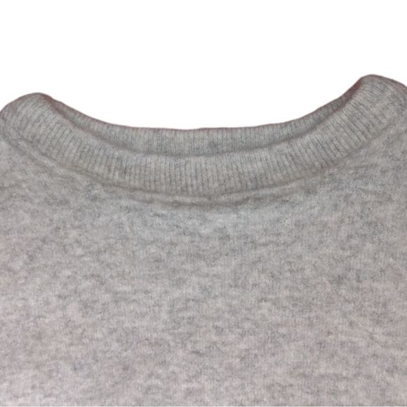 H&M Cropped Oversized Wool Long Sleeve Loose Crew Neck Gray Wool Sweater - Picture 6 of 11